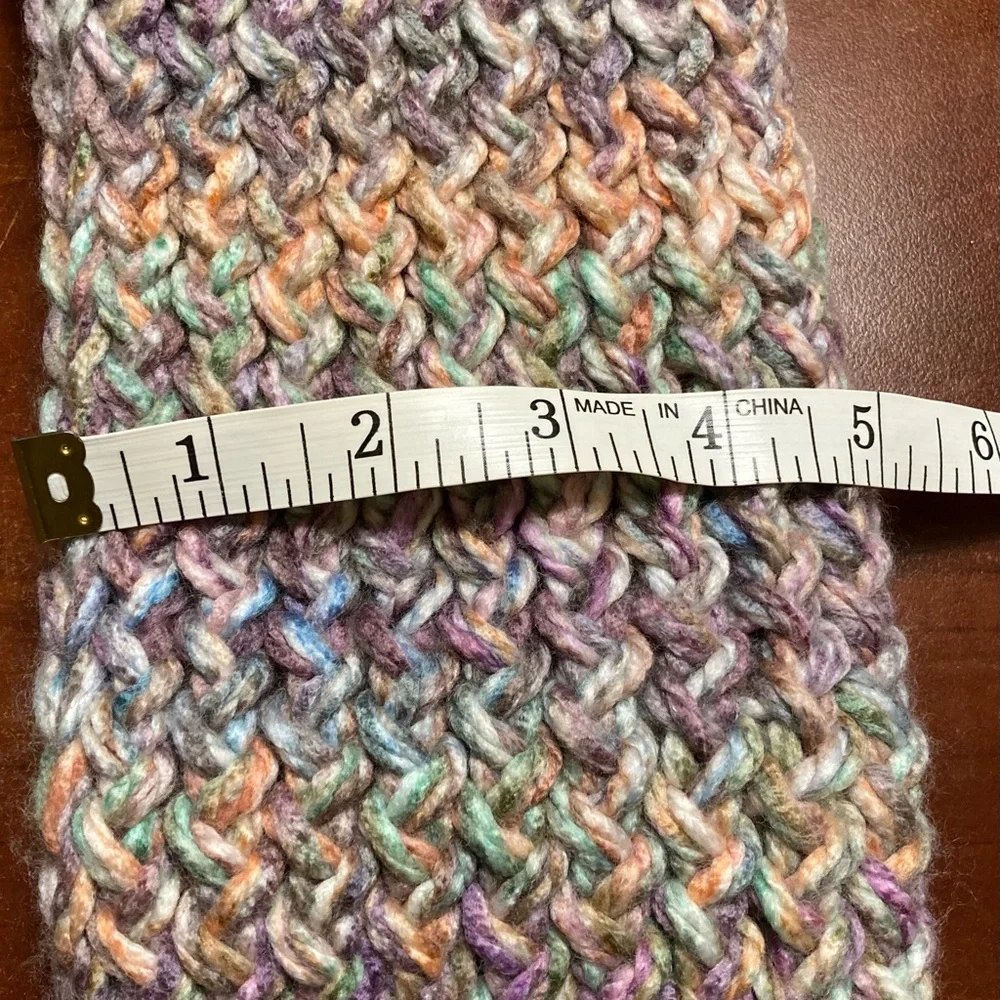 Handmade multicolor knit infinity scarf without twist for adults